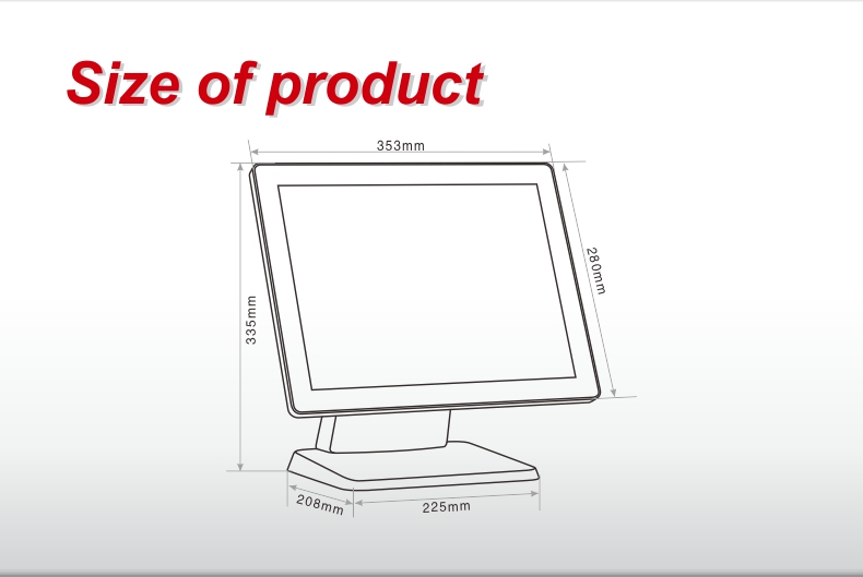 tamanho do monitor pos