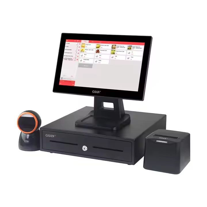 GS-A4 tudo em uma máquina de caixa de caixa de desktop de uma tela de toque POS