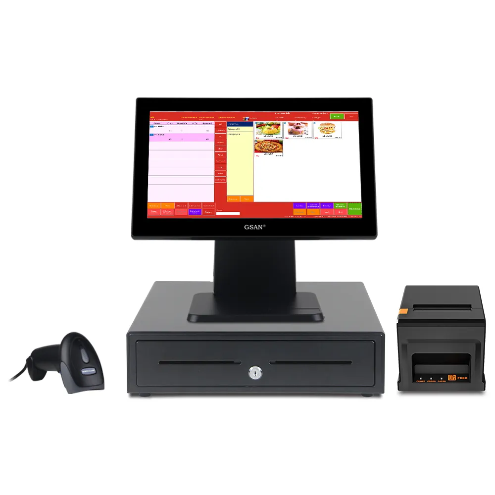 GS-A4 Windows Full Set Touch Pos Ponte de caixa de venda Terminal do sistema de vendas