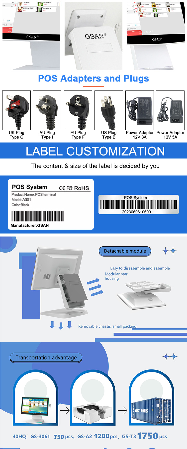 Adaptadores e plugues POS