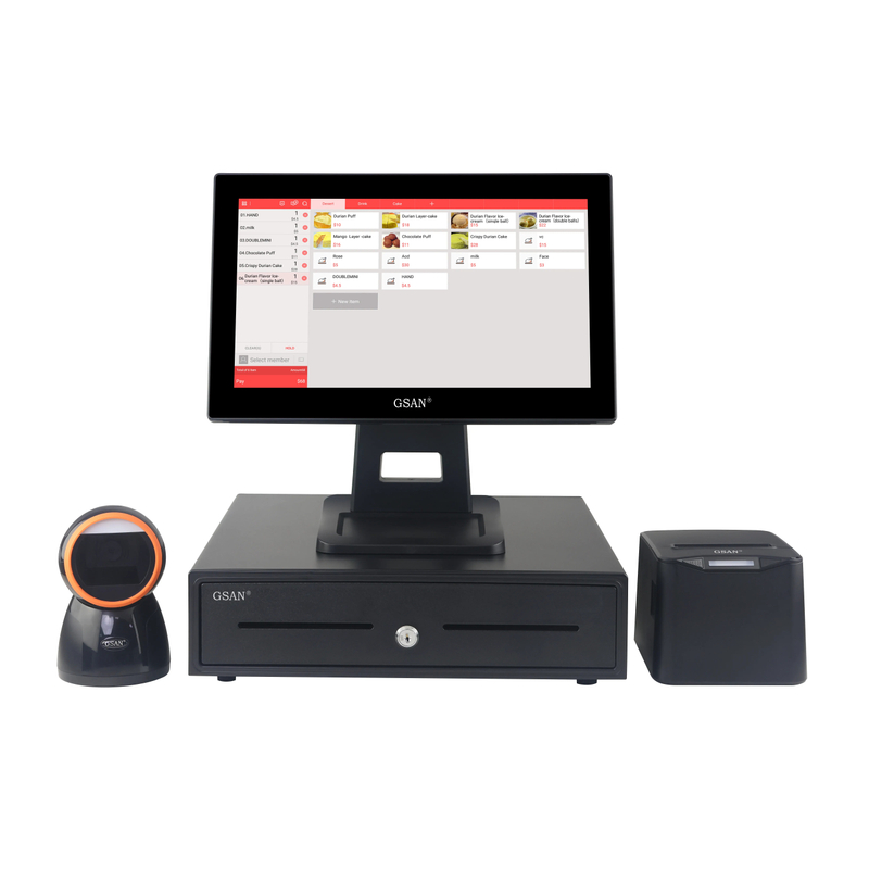 GS-A4 tudo em uma máquina de caixa de caixa de desktop de uma tela de toque POS