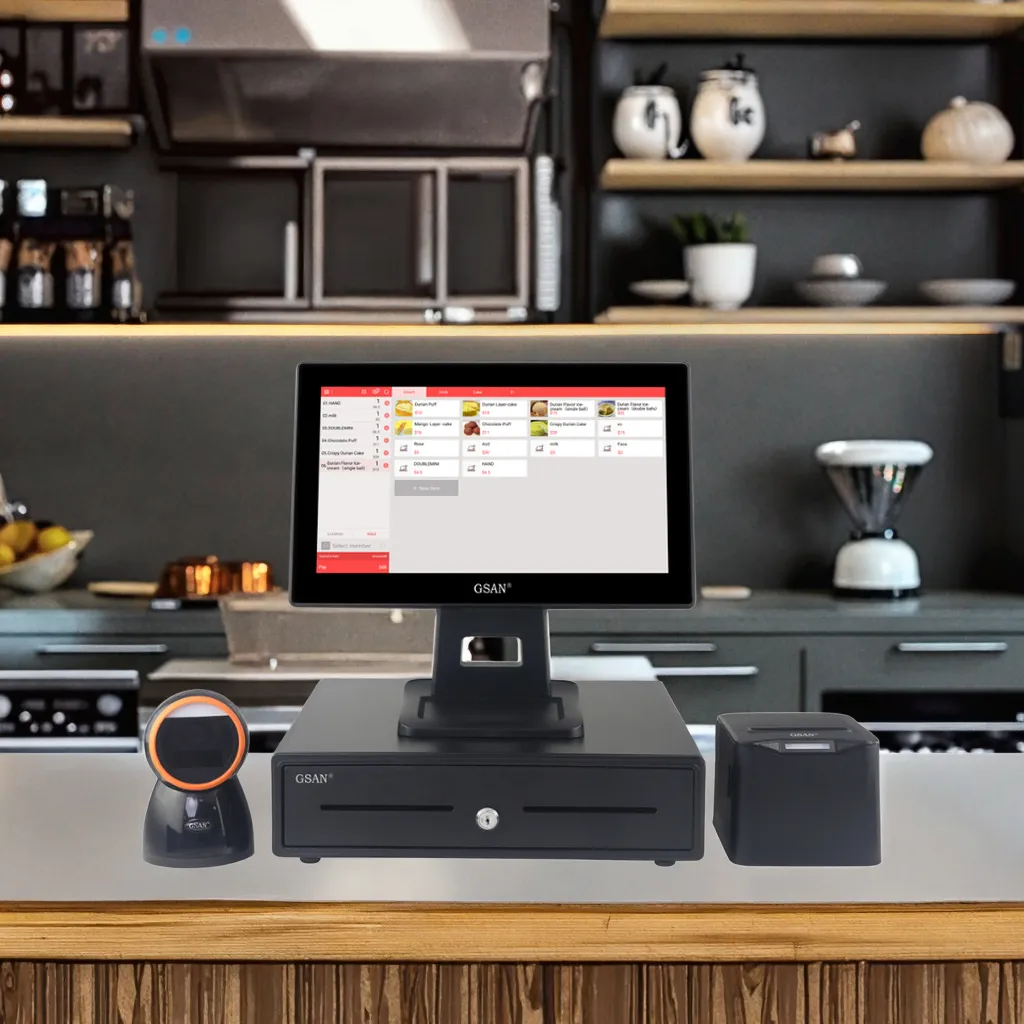 GS-A4 tudo em uma máquina de caixa de caixa de desktop de uma tela de toque POS