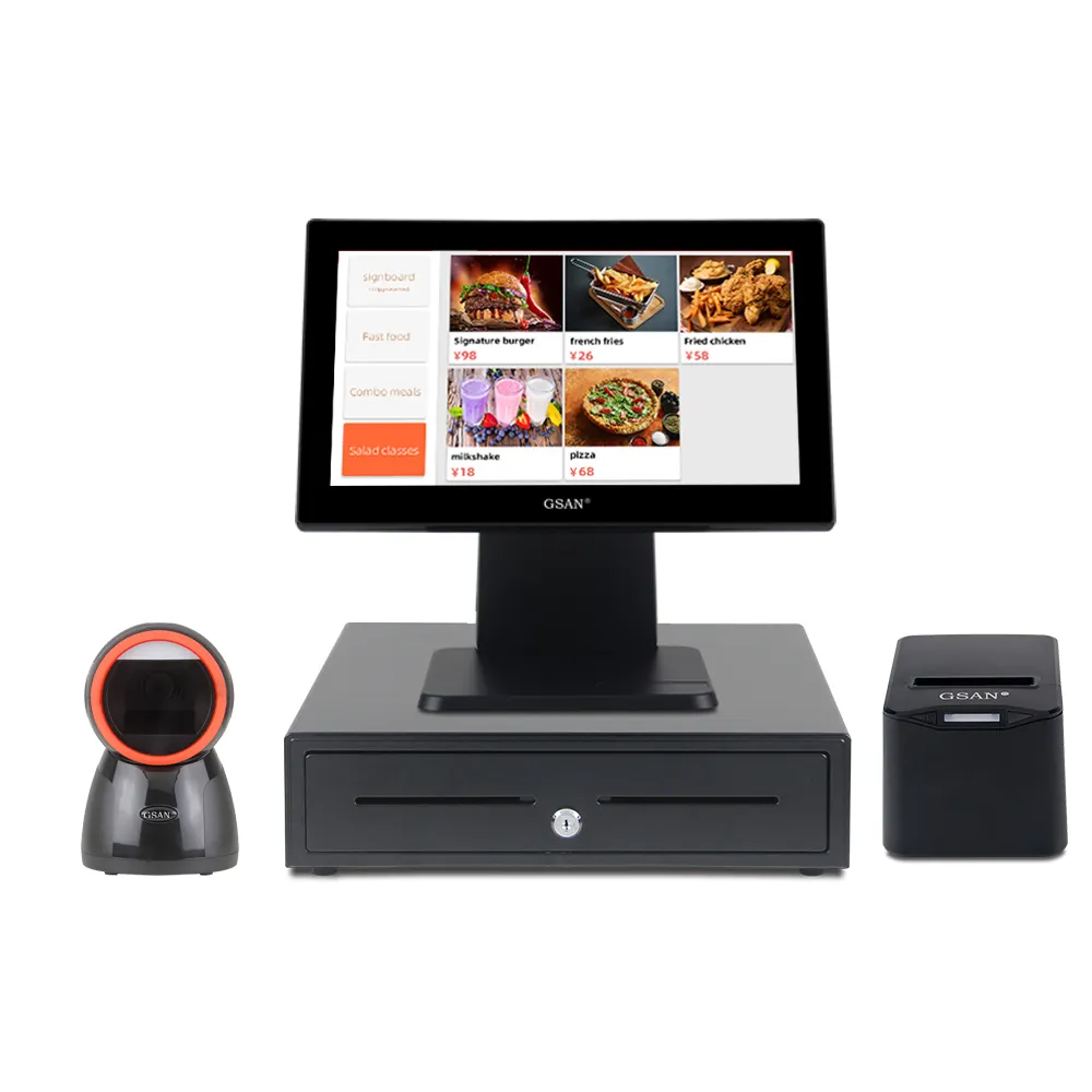 GS-A4 Windows Full Set Touch Pos Ponte de caixa de venda Terminal do sistema de vendas